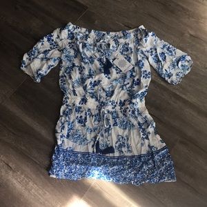 Blue island beach kimono tunic top/coverup